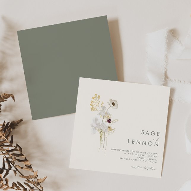 Whimsical Wildblume Bouquet | Elfenbeinplatz Einladung (Von Creator hochgeladen)