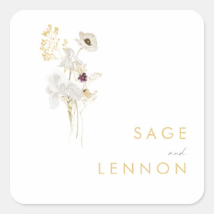 Whimsical Wildblume Bouquet Umschlag Aufkleber