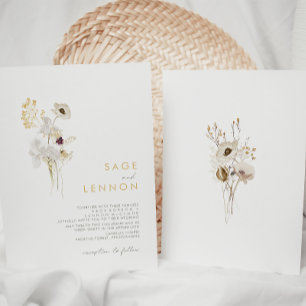 Whimsical Wildblume Bouquet Wedding Einladung