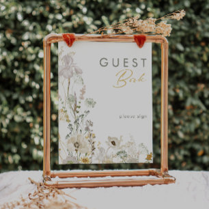 Whimsical Wildblume Guest Book Sign Poster
