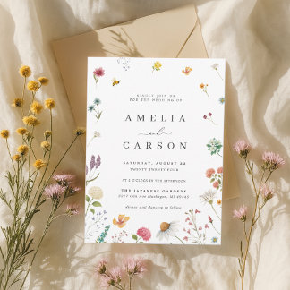 Whimsical Wildblume Meadow Wedding Einladung