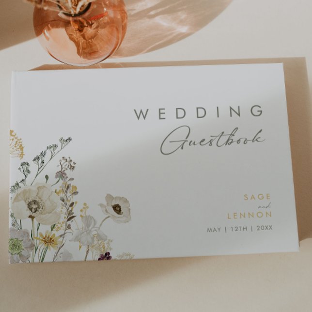 Whimsical Wildblume Meadow Wedding Gästebuch (Von Creator hochgeladen)