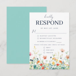 Whimsical Wildblume Meal Choice RSVP Card Karte