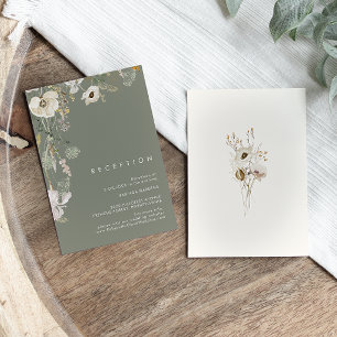 Whimsical Wildblume Sage Green Wedding Empfang Begleitkarte