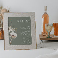 Whimsical Wildblume Sage Wedding Drinks Menü