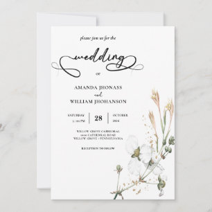 Whimsical Wildblume simple kalligraphy Wedding Einladung