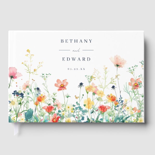 Whimsical Wildblume Wedding Guest Book Gästebuch (Vorderseite)