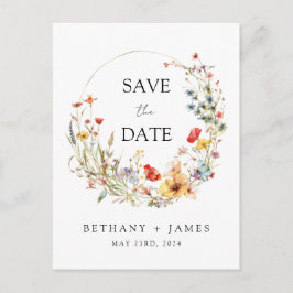 Whimsical Wildblume Wedding Save the Date Einladungspostkarte