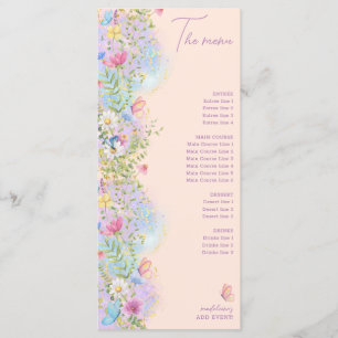 Whimsical Wildblumen Blumengarten Hochzeitsdusche Menükarte