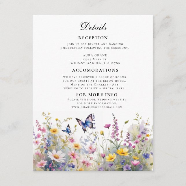 Whimsical Wildblumen Meadows Details Begleitkarte (Vorderseite)