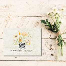 Whimsical Wildblumen QR Code Hochzeit Begleitkarte