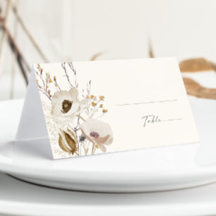 Whimsical Wildflower Elfenbein & Salbei gefaltet Platzkarte