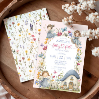 Whimsical Wildflower Fairy First Birthday Party Einladung