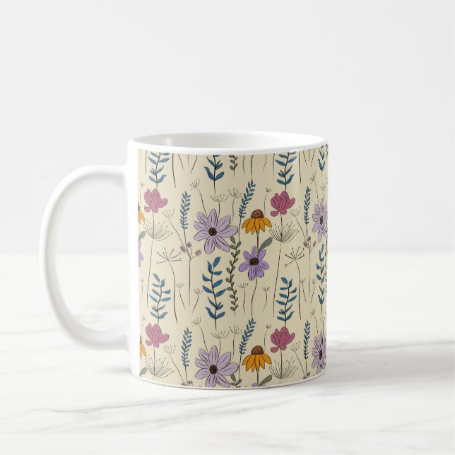 Whimsical Wildflower Seamless Pattern Kaffeetasse (Links)