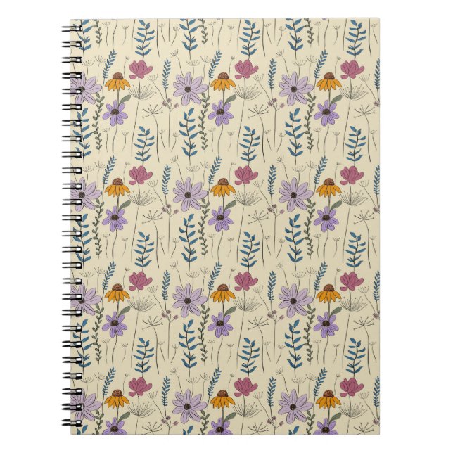 Whimsical Wildflower Seamless Pattern Notizblock (Vorderseite)