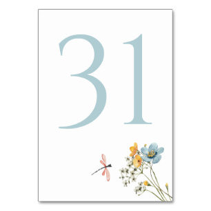 Whimsical Wildflower-Wiesen-Hochzeit Tischnummer