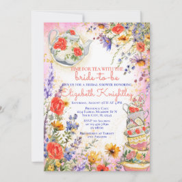 Whimsical Wildflowers Floral Tea Bridal Shower Einladung