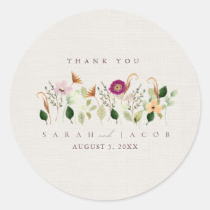 Whimsical Wildflowers Gartenhochzeit Runder Aufkleber