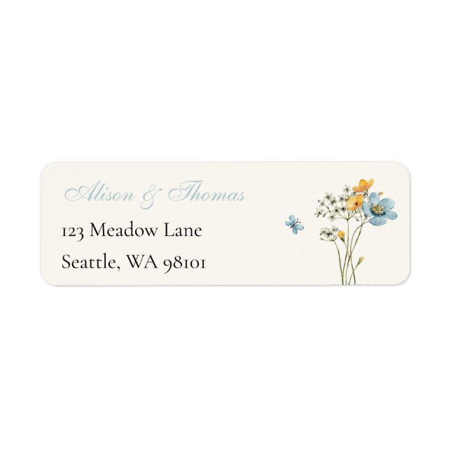 Whimsical Wildflowers Meadow Wedding  Label (Vorne)