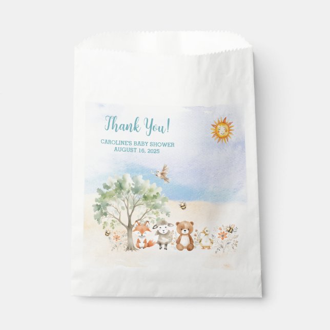 Whimsical Wildlife Animals Baby Dusche Geschenktütchen (Vorderseite)