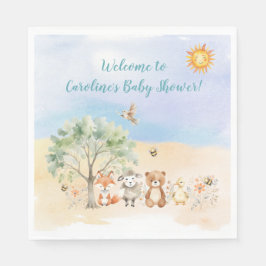Whimsical Wildlife Animals Baby Dusche Serviette