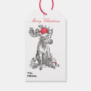 Whimsical Wildlife Christmas Moose Geschenkanhänger