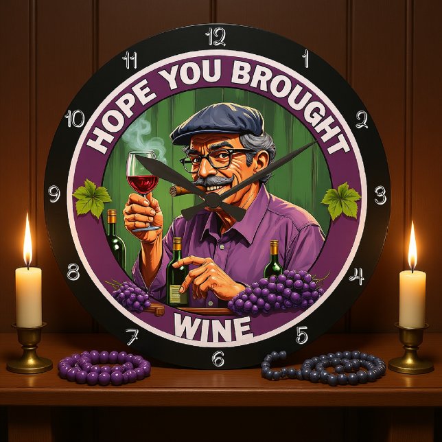 Whimsical Wine Enthusiast Graphic Große Wanduhr (Von Creator hochgeladen)