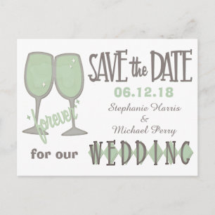 Whimsical Wine Glasses Save the Date Hochzeit Ankündigungspostkarte