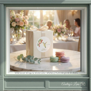 Whimsical Wings & Watercolor Wishes Kolibri Runder Aufkleber