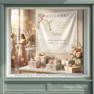 Whimsical Wings & Watercolor Wishes Kolibri Wandteppich