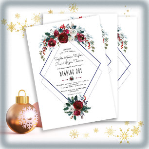 Whimsical Winter Burgundy Pine Wedding Einladung