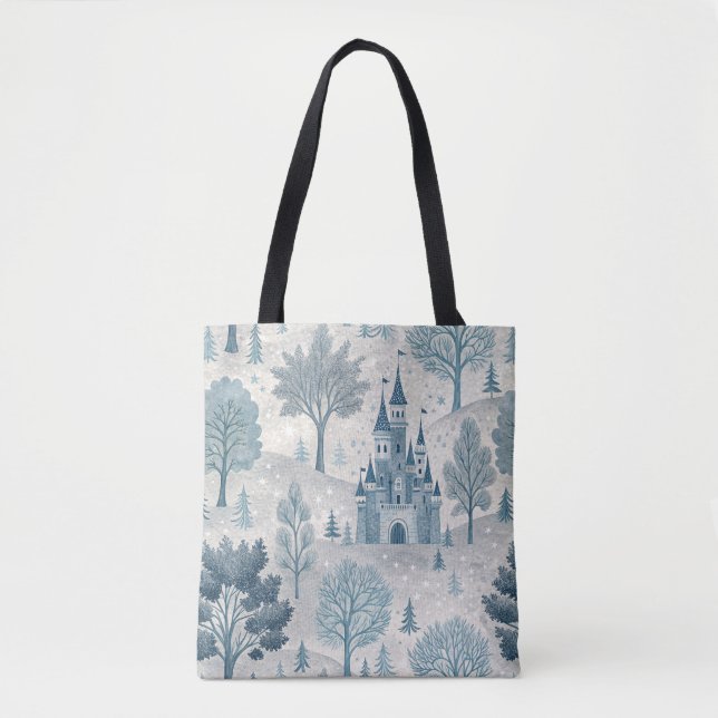 Whimsical Winter Castle Landschaft in Blue & Gray (Vorderseite)