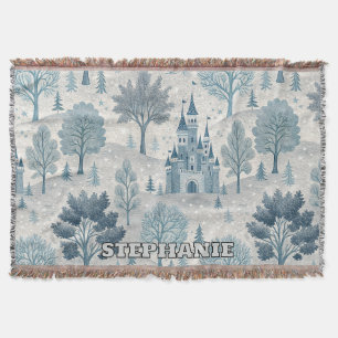 Whimsical Winter Castle Landschaft in Blue & Gray Decke