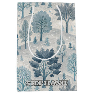 Whimsical Winter Castle Landschaft in Blue & Gray Mittlere Geschenktüte
