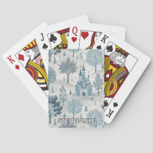 Whimsical Winter Castle Landschaft in Blue & Gray Spielkarten