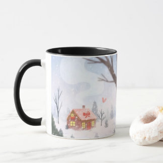 Whimsical Winter Cottage Mug Tasse