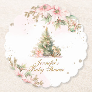 Whimsical Winter Eine kleine Babydusche Rosa Untersetzer