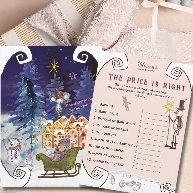 Whimsical Winter Fairy Price is Right Baby Shower  Einladung (Whimsical Winter Fairy Price is Right Baby Shower Invitation)