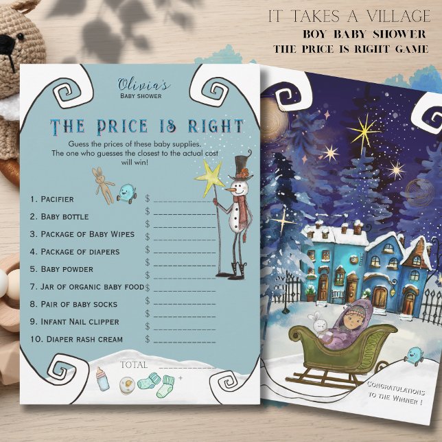 Whimsical Winter Fairy Price is Right Baby Shower  Einladung (Whimsical Winter Fairy Price is Right Baby Shower Invitation)