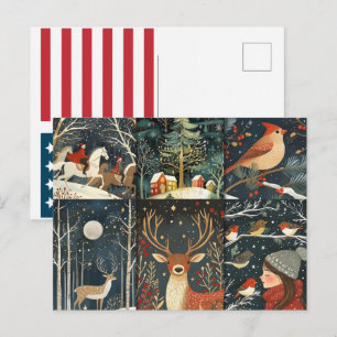 Whimsical Winter Feiertags-Grußkarten-Set Weih Feiertagspostkarte