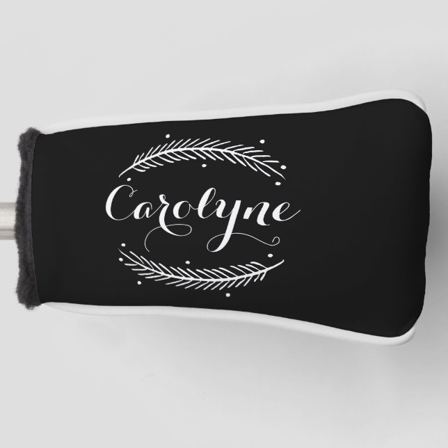 Whimsical Winter Kreath Black Personalisiert I Golf Headcover (Vorderseite)