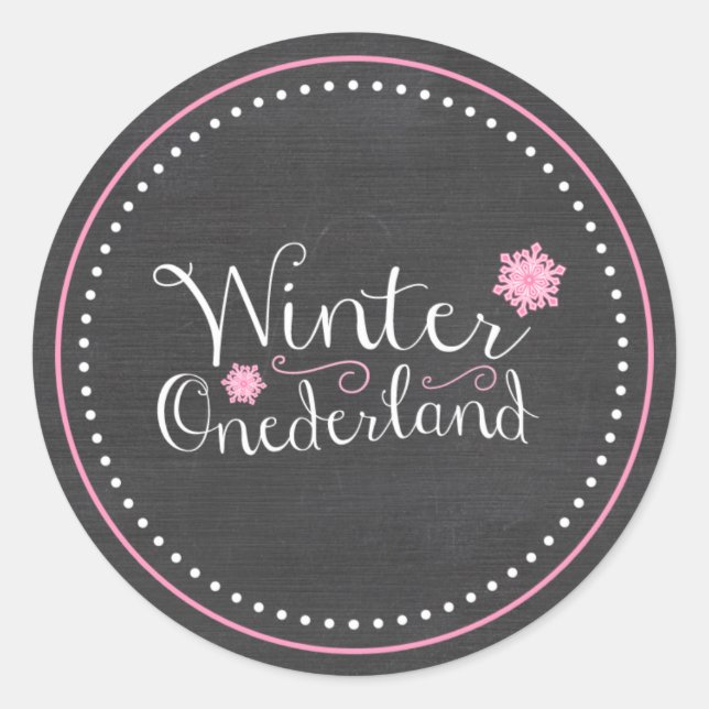 Whimsical Winter Onederland 1. Geburtstag Runder Aufkleber (Vorderseite)