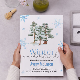 Whimsical Winter Onederland & Bloom Geburtstag Einladung