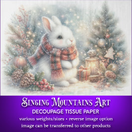 Whimsical Winter Rabbit Weihnachtsbaum Decoupage Seidenpapier