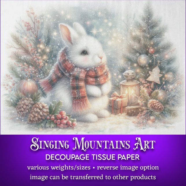 Whimsical Winter Rabbit Weihnachtsbaum Decoupage Seidenpapier (Von Creator hochgeladen)