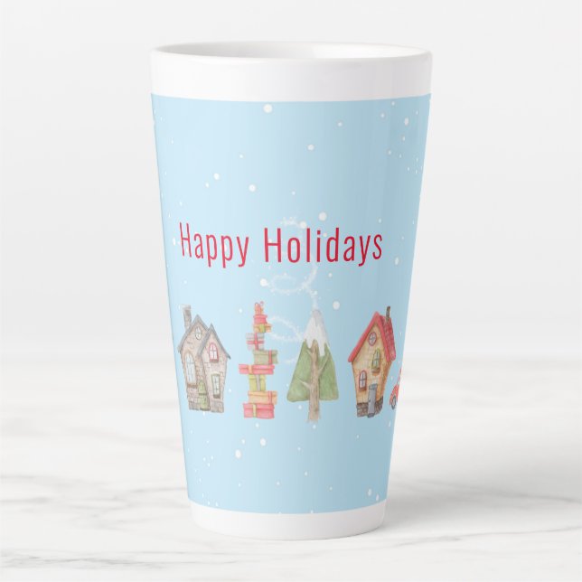 Whimsical Winter Street Urlaub Milchtasse (Vorderseite)