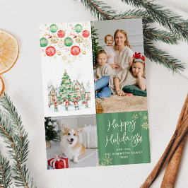 Whimsical Winter Village Happy Holidays 2 Foto Feiertagskarte