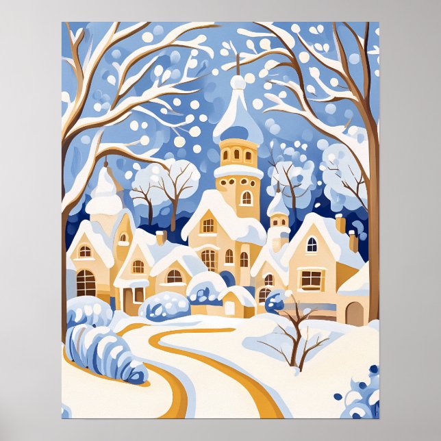 Whimsical Winter Village mit Snowy Towers Poster (Vorne)