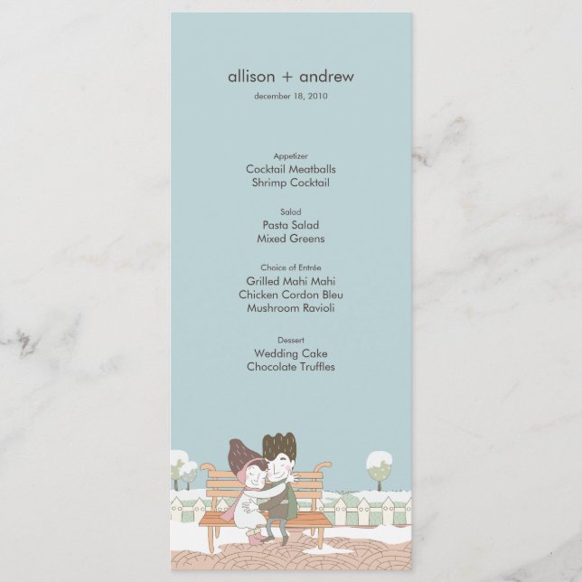 Whimsical Winter Wedding Menu Card Menükarte (Vorderseite)