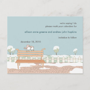 Whimsical Winter Wedding Save the Date Postcard Ankündigungspostkarte